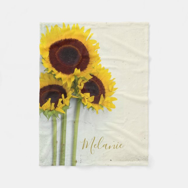 Rustic Sunflower Gold Yellow Mustard  Personal Fleece Blanket (Front)