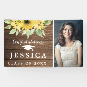 Rustic Sunflower Graduate Photo Graduation Party Banner