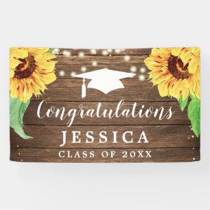 Rustic Sunflower Graduation Banners
