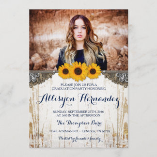 Rustic Sunflower Graduation Photo Announcement