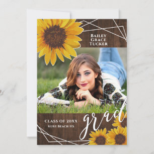 Rustic Sunflower Graduation Photo Announcement