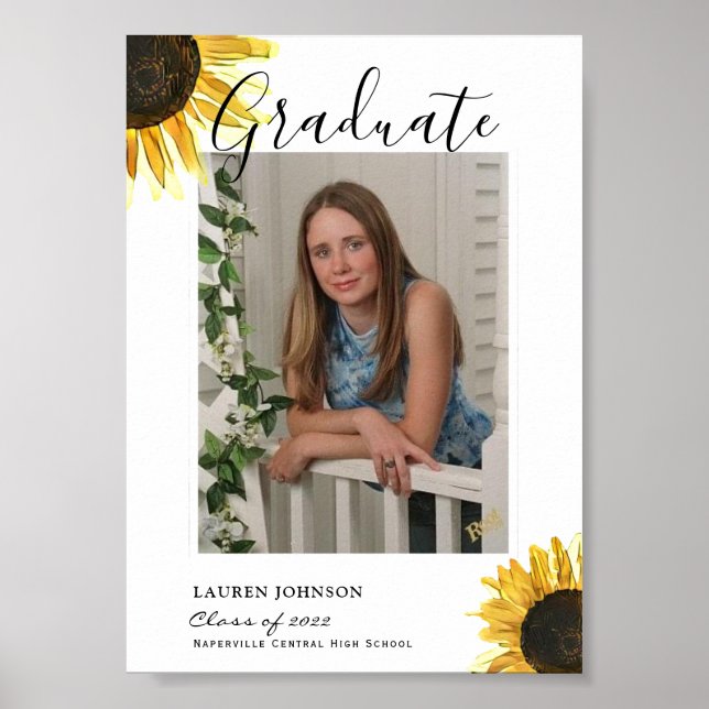 Rustic Sunflower Graduation Poster (Front)