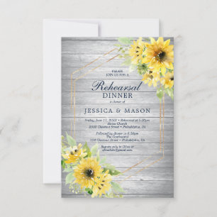 Rustic Sunflower Greenery Rehearsal Dinner Invite