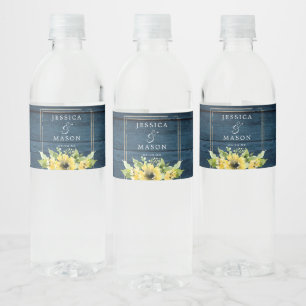 Rustic Sunflower Greenery Wedding Water Bottle Lab Label