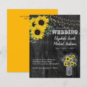 Rustic Sunflower GYPSOPHILIA BUDGET Wedding Invite