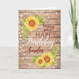 Rustic Sunflower Happy Birthday Floral Card
