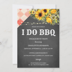 Rustic Sunflower I Do BBQ  Engagement Party  Invitation