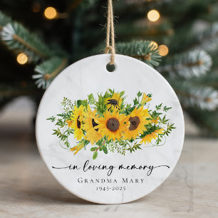 Rustic Sunflower In Loving Memory Keepsake Ceramic Tree Decoration