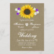 Rustic Sunflower Kraft Paper Wedding Invitations