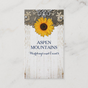 Rustic Sunflower Lace & Burlap Business Cards
