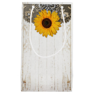 Rustic Sunflower Lace & Burlap Gift Bag