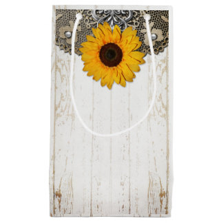 Rustic Sunflower Lace & Burlap Gift Bag