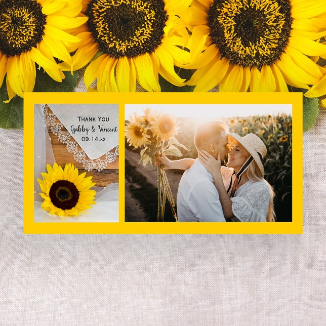 Rustic Sunflower Lace Country Wedding Thank You Card (Creator Uploaded)