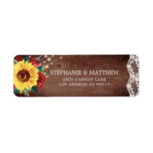Rustic Sunflower Lace Red Floral Wood Lights