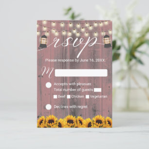 Rustic Sunflower & Lantern Pink Barn Wedding RSVP