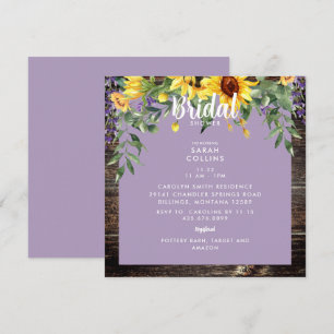 Rustic Sunflower Lavender Bridal Shower Invitation