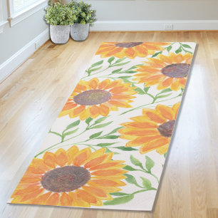 Rustic Sunflower Leaves Yoga Mat
