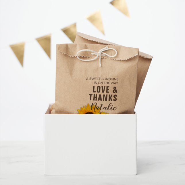 Rustic Sunflower Love and Thanks Baby Shower Favour Bags (Party)