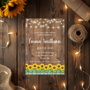 Rustic Sunflower & Mason Jar Bridal Shower Invitation