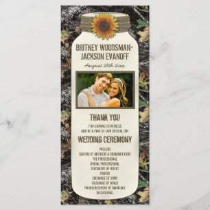 Rustic Sunflower Mason Jar Camo Wedding Programs Programme