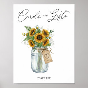 Rustic Sunflower Mason Jar Cards & Gifts Sign