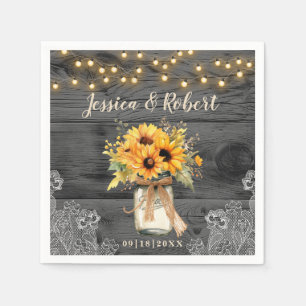 Rustic Sunflower Mason Jar Country Wedding  Napkin