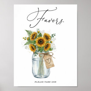 Rustic Sunflower Mason Jar Favours Sign