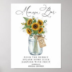 Rustic Sunflower Mason Jar Mimosa Bar Poster