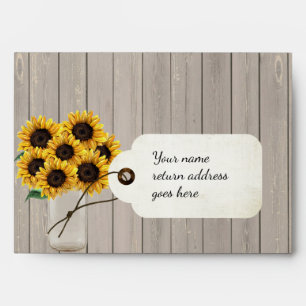 Rustic Sunflower Mason Jar RSVP Return Envelope
