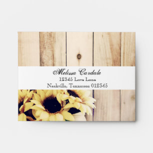Rustic Sunflower Mason Jar RSVP Return Envelopes