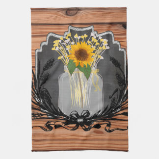 Rustic Sunflower Mason Jar Tea Towel