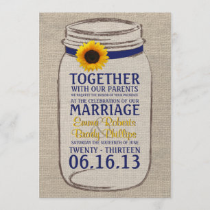 Rustic Sunflower & Mason Jar Wedding Invitation