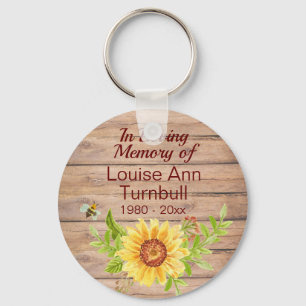 Rustic Sunflower Memorial In Loving Memory of Key Ring