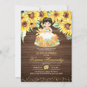 Rustic Sunflower Mexican Girl Mis Quince Invitatio Invitation
