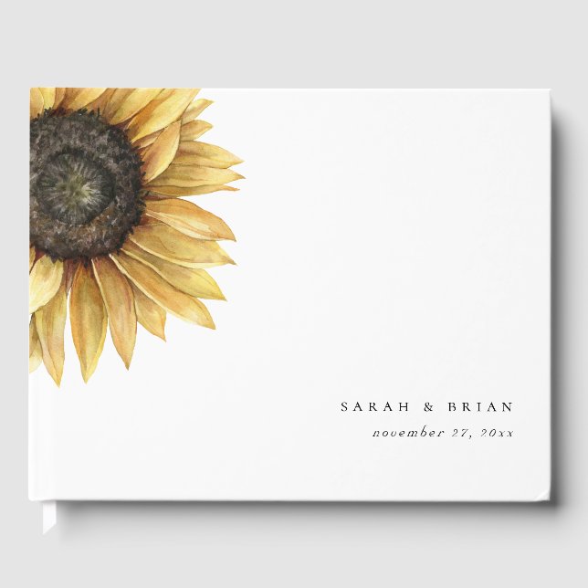 Rustic Sunflower Modern Wedding Guest Book (Front)