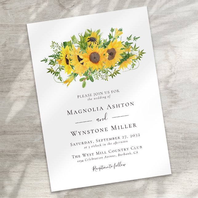 Rustic Sunflower Modern Wedding Invitation (Creator Uploaded)