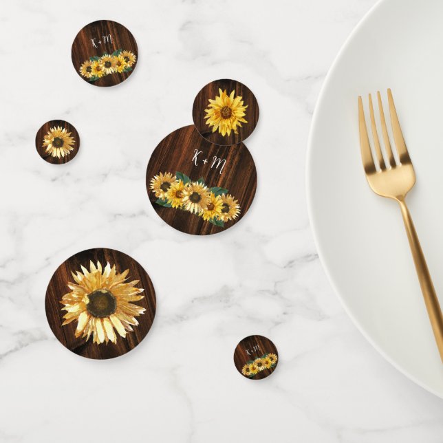 Rustic Sunflower Monogram Wedding Confetti (Group)