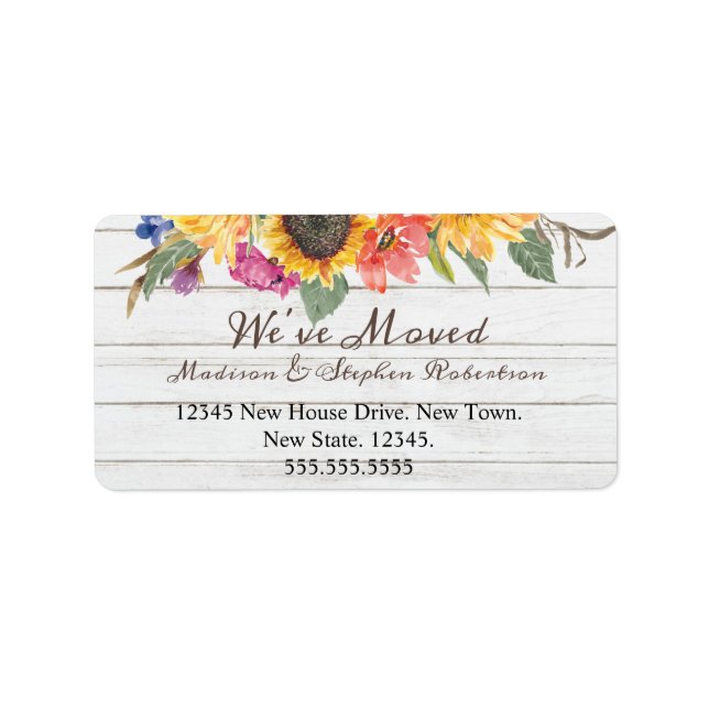 Rustic Sunflower Moving New | Change of Address Label (Front)
