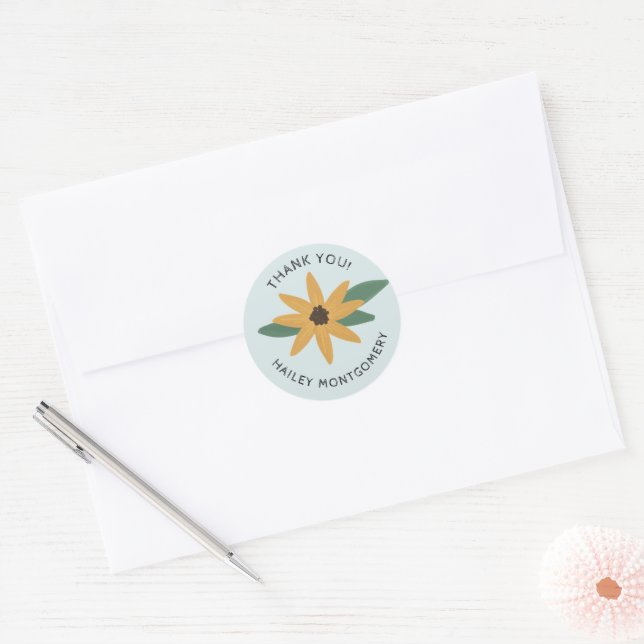 Rustic Sunflower Name and Thank You Sticker (Envelope)