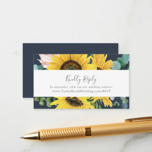 Rustic Sunflower   Navy Wedding Website RSVP Enclosure Card