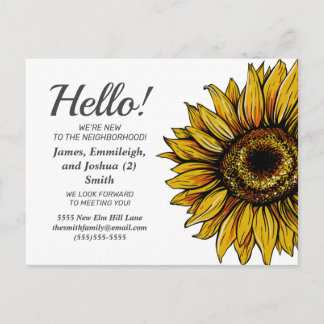 Rustic Sunflower New Neighbours Introduction Postcard