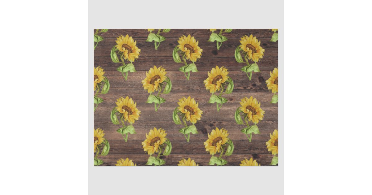 Rustic Sunflower on Wood Decoupage Tissue Paper | Zazzle