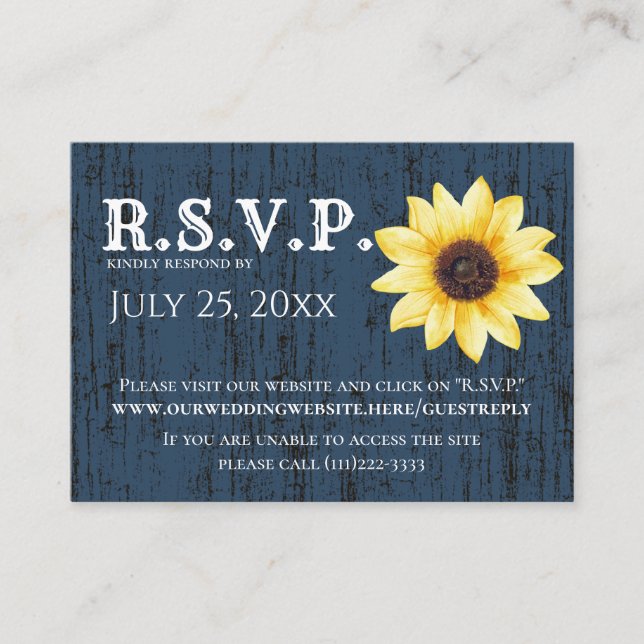 Rustic Sunflower Online Response Card (Front)