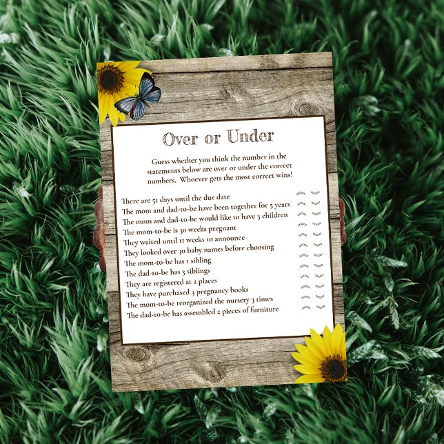 Rustic Sunflower Over or Under Baby Shower Invitation (Creator Uploaded)