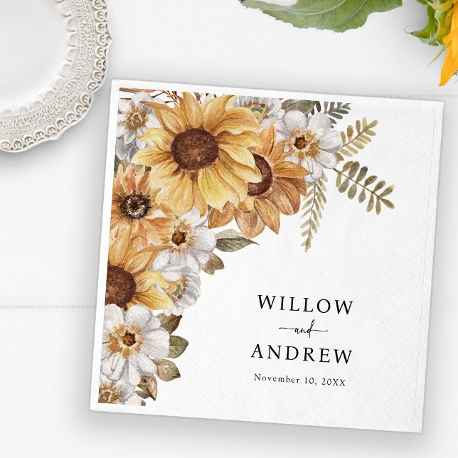 Rustic Sunflower Paper Napkin (Rustic Sunflower Floral Decor Paper Napkin by Painted Paperie
)