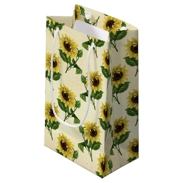 Rustic sunflower pattern Country Small Gift Bag (Front Angled)