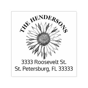 Rustic Sunflower Personalised Return Address Self-inking Stamp