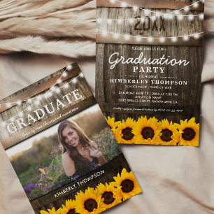 Rustic Sunflower Photo 2026 Graduation Party Invitation