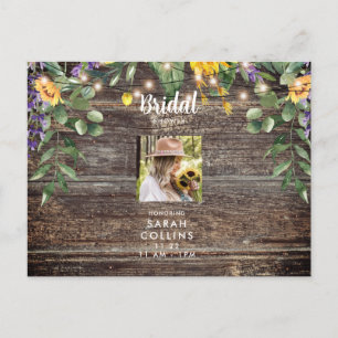 Rustic Sunflower Photo Bridal Shower Invitation Postcard