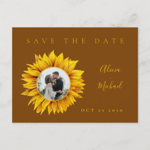 Rustic sunflower photo wedding save the date announcement postcard